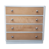 Large chest of drawers vintage wood white year 50