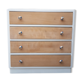 Commode vintage bois blanc année 50