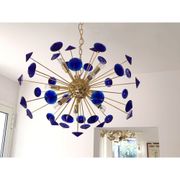 Lustre ovale en verre de Murano bleu « coni » spoutnik