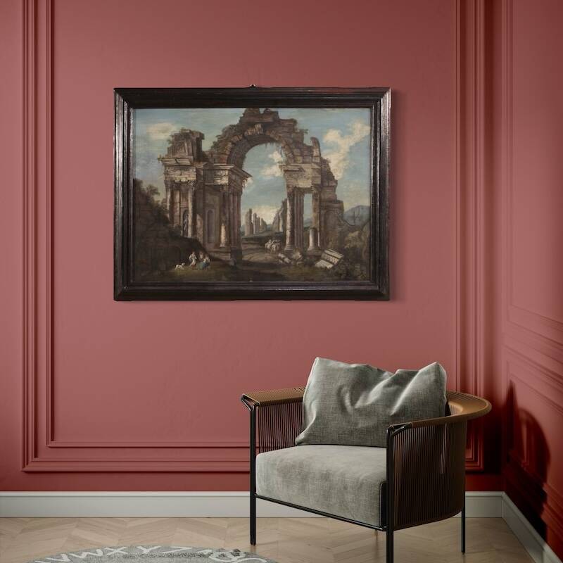 Peinture capriccio architecturale italienne du 20e siècle