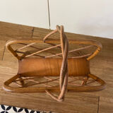 Vintage rattan magazine holder