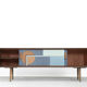 Set of 2 mid-century modern scandinavian hand-painted birch cabinet & sideboard, 1960s