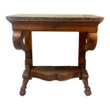 Console inlaid with black marble and lion's paw legs.