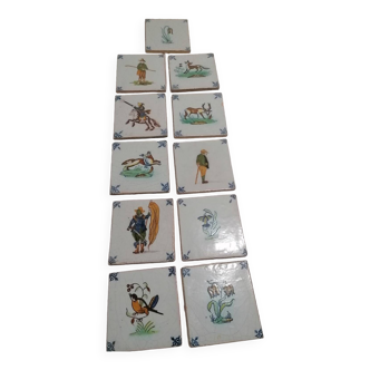 Old 18th century DELFT tiles set of 11