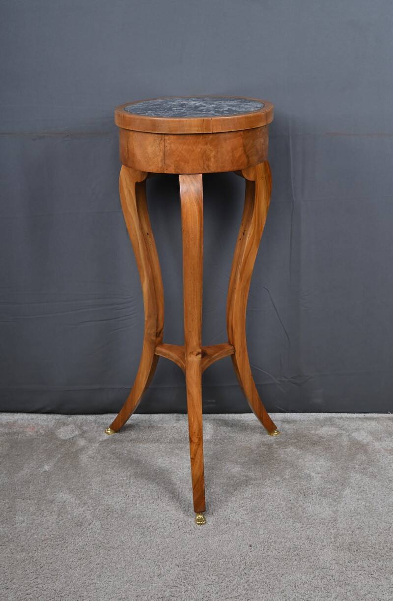 Cherrywood and marble pedestal table, Restoration period – early 19th century
