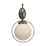 Suspension chandelier vintage globe white circle chrome goes up and down
