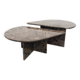 Paire de tables basses gigognes vintage en granit des années 70