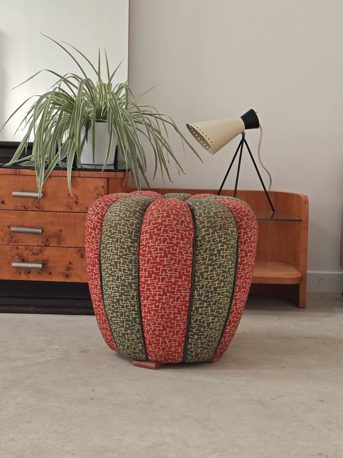 Stool, footrest, tulip pouf Jindrich Halabala Cesky Nabytek