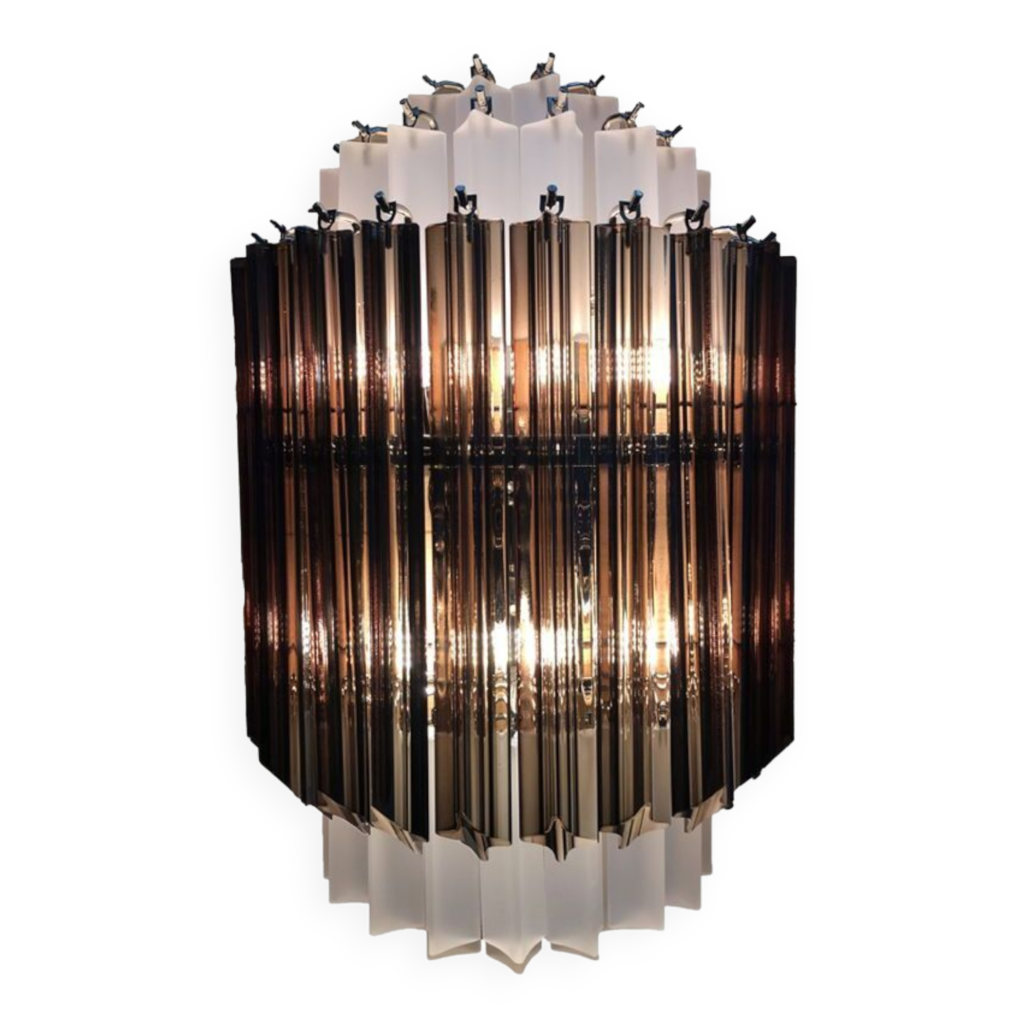 Sanblasted and fume’ “triedro” murano glass wall sconce