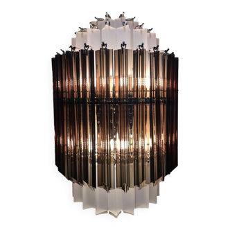 Sanblasted and fume’ “triedro” murano glass wall sconce
