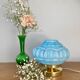 Lampe à poser globe vintage art déco en opaline bleue