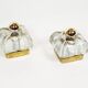 Pair of ice glass and brass wall lamps by Sische
