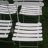 Series of 6 folding garden chairs in iron and old wooden slats