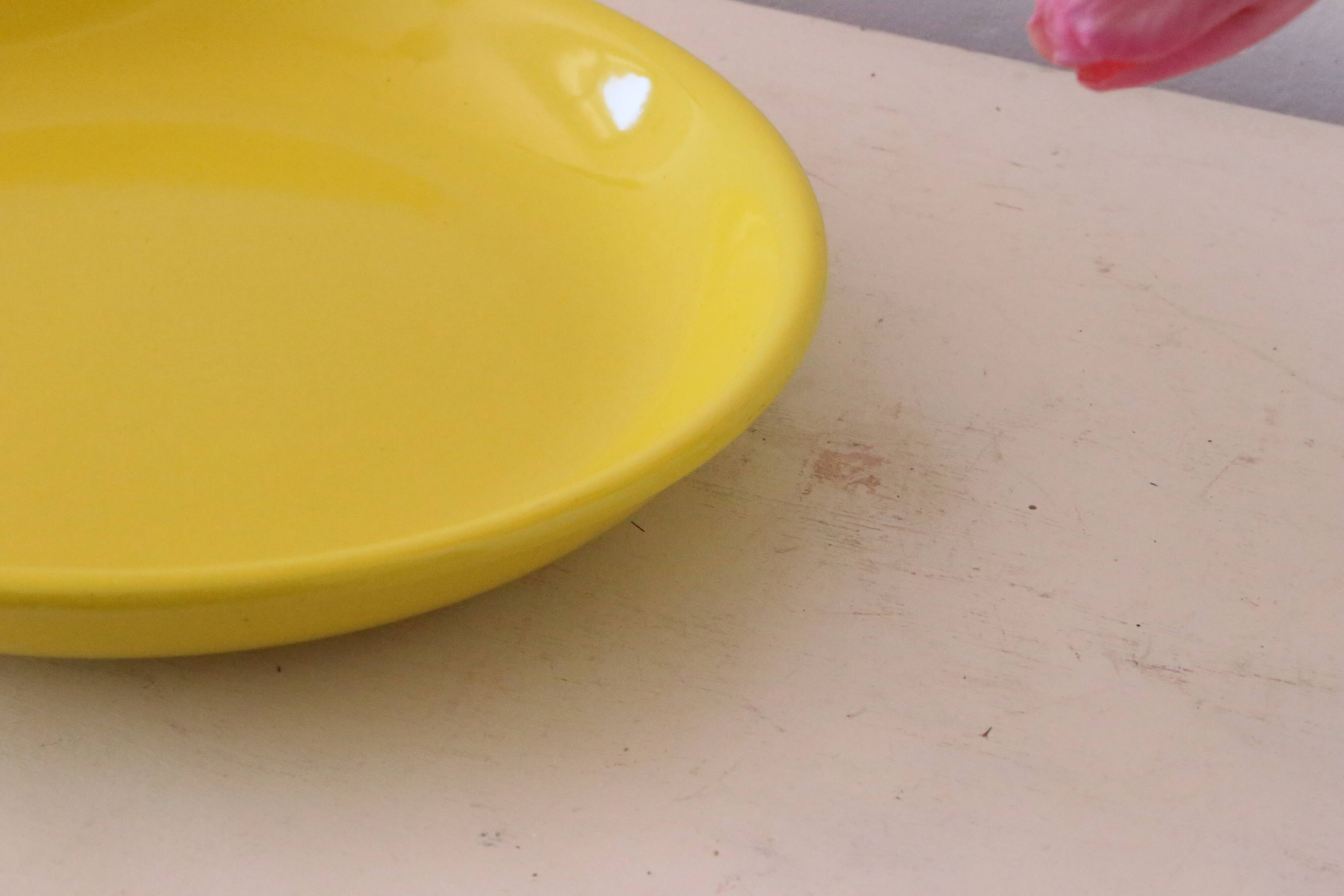 Niderviller round dish, yellow, 1970/80, vintage