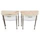 Paire de tables de chevet Hollywood Regency en bronze avec dessus en marbre