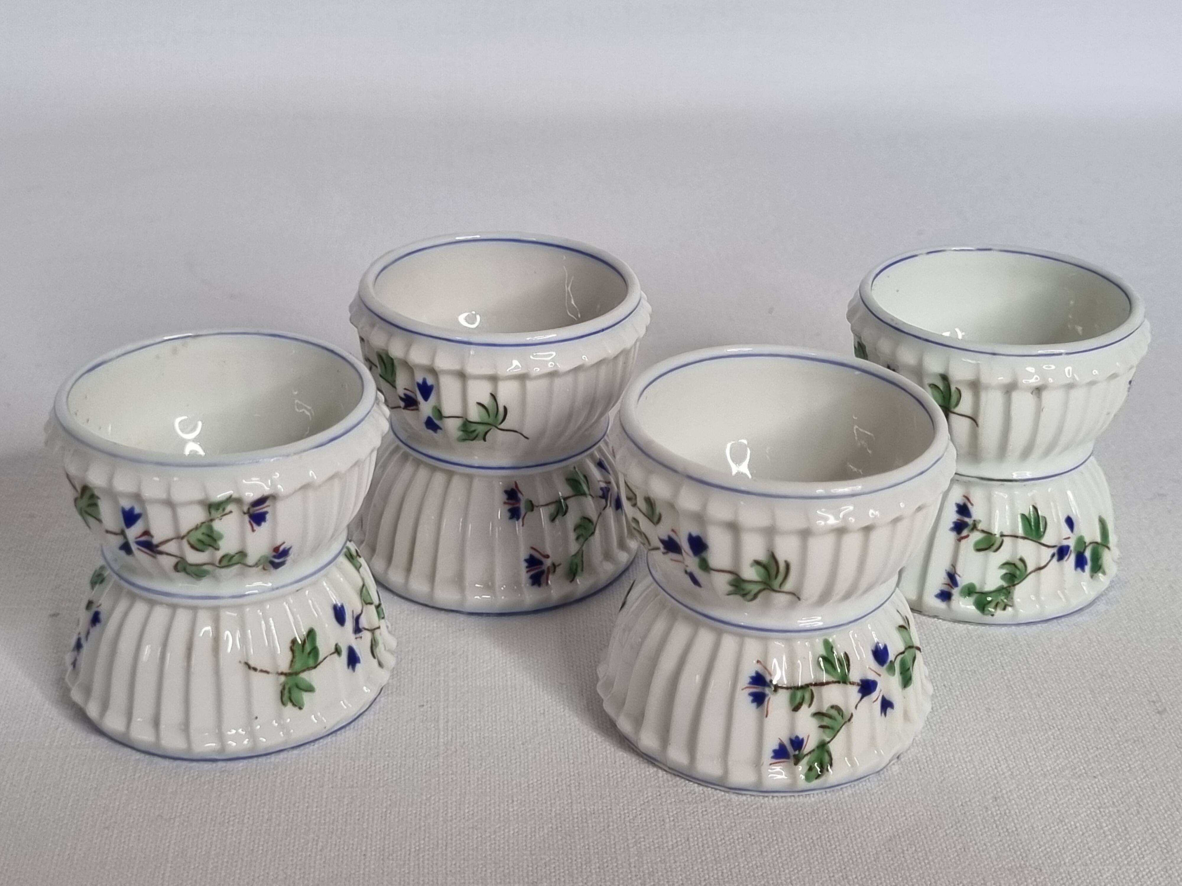 Set of 4 antique porcelain egg cups, Pillivuyt & Cie, circa 1900