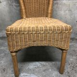 Set of 4 chairs rattan and wicker signed HH