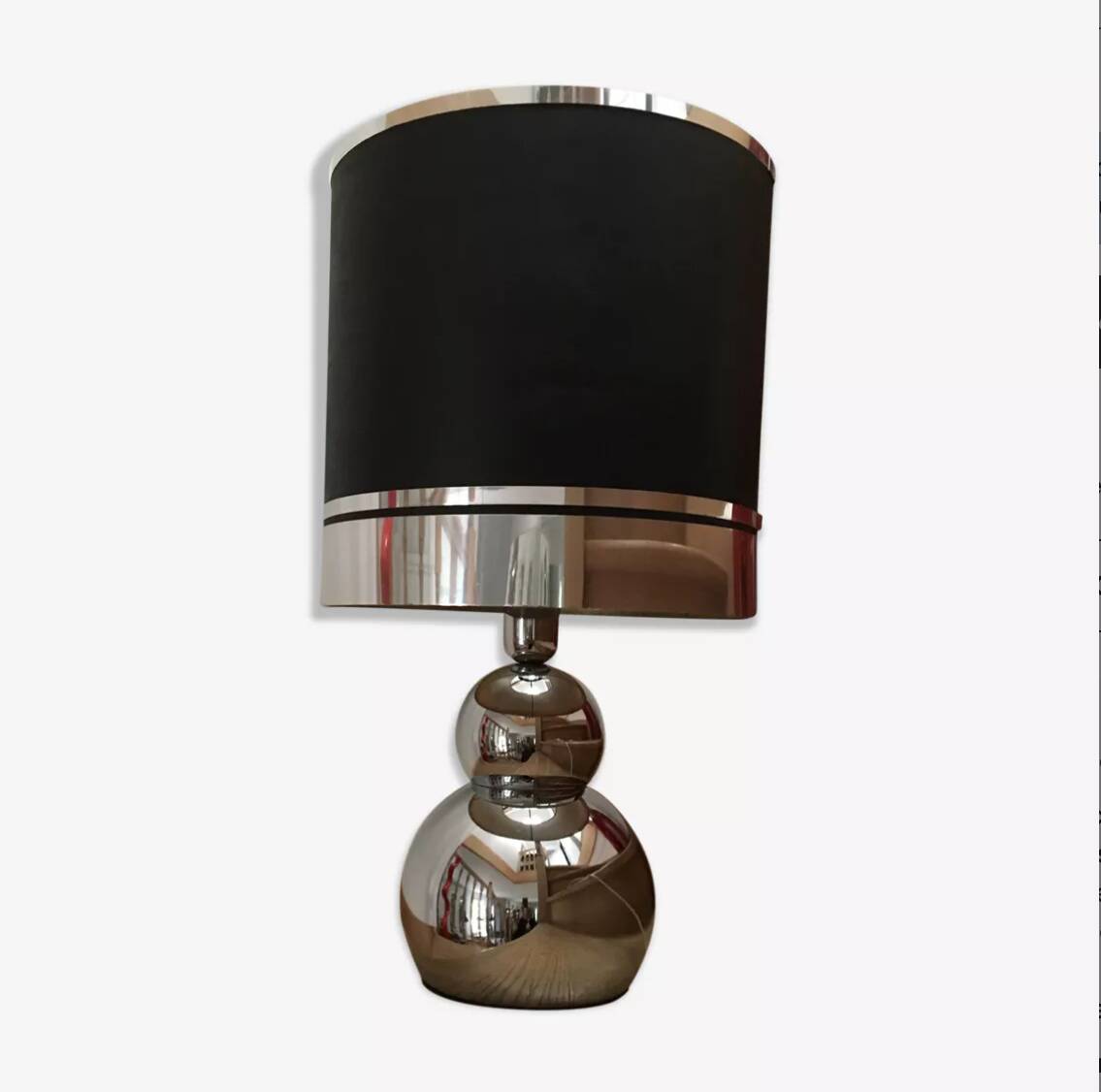 Space lamp, eglomisé glass, Italy, 1970.