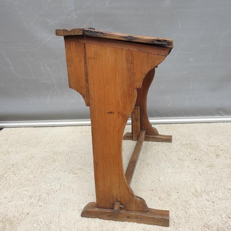 Double school wood desk from 1880 for decoration