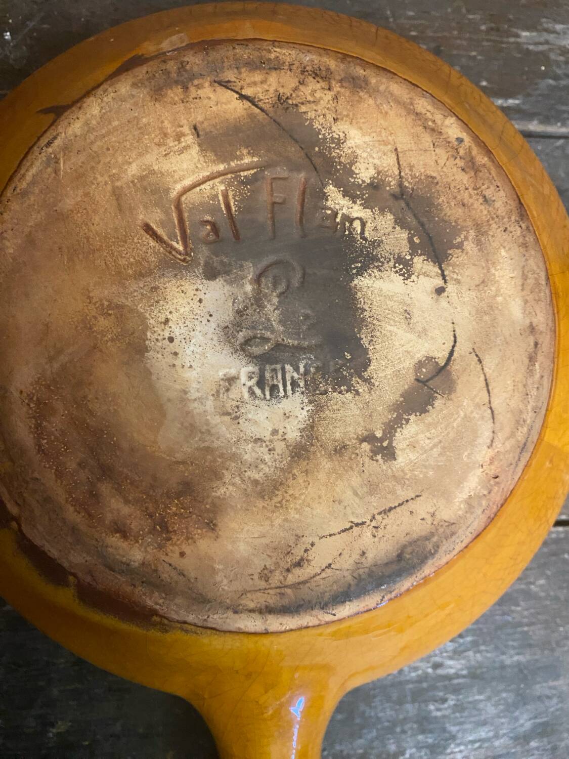 Lot of 6 Vallauris VALFLAM Vintage Enamelled Terracotta Pans #D