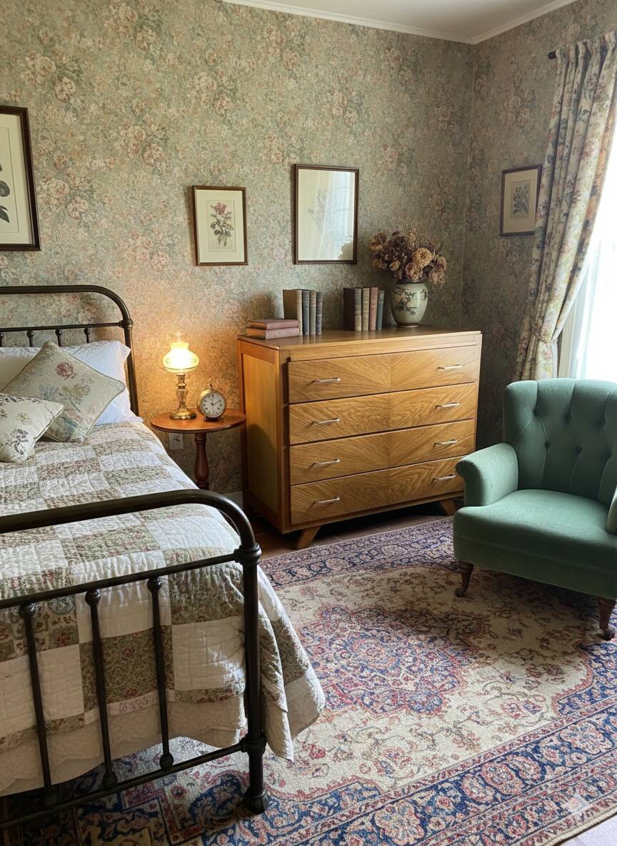 Vintage oak chest of drawers with herringbone patterns from the 1960s.