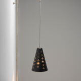 Hanging wall lamp with black perforated cap, 1960's