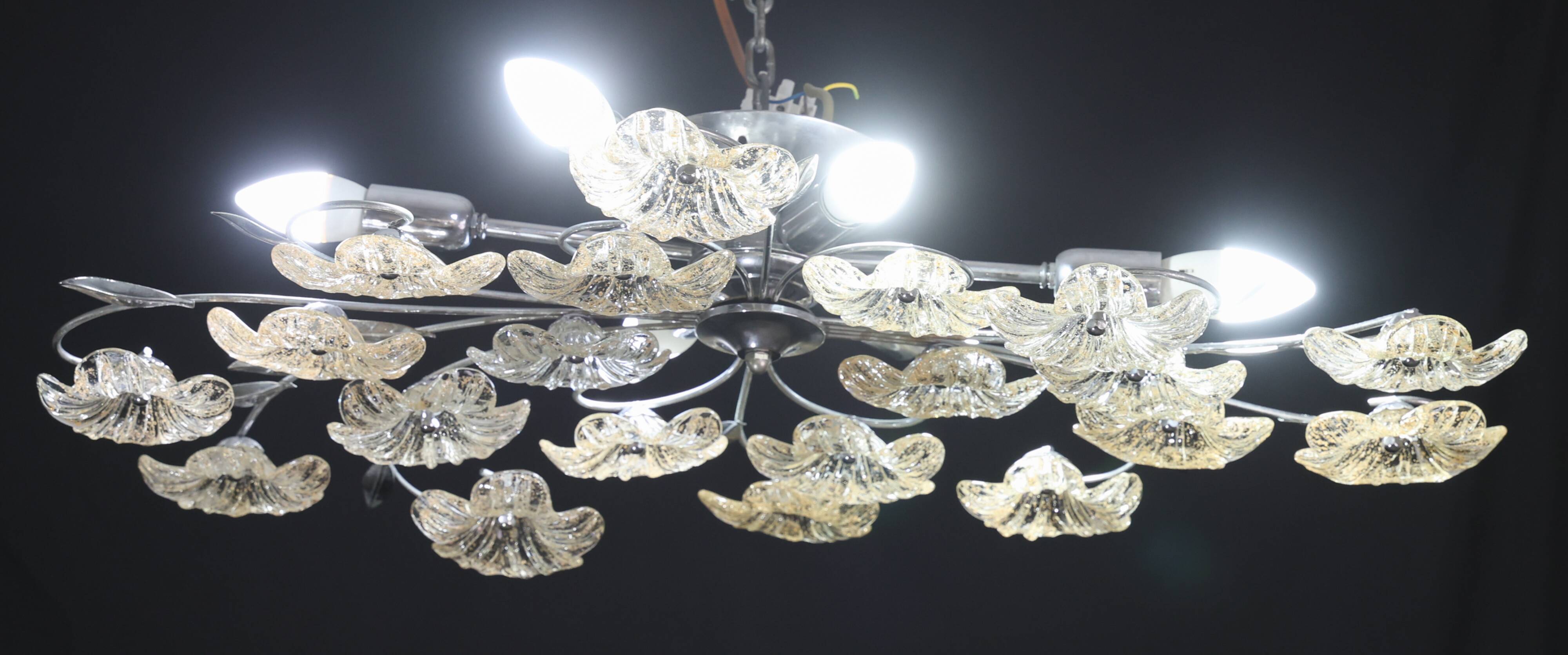 Large Size Gold and Transparent Murano Glass Wall light or Ceiling Light Fl