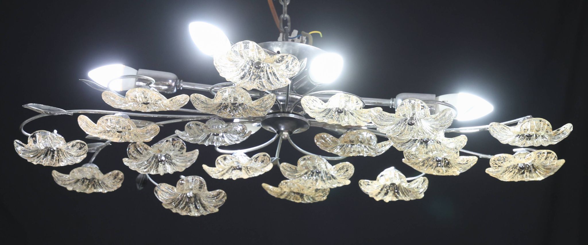 Large Size Gold and Transparent Murano Glass Wall light or Ceiling Light Fl