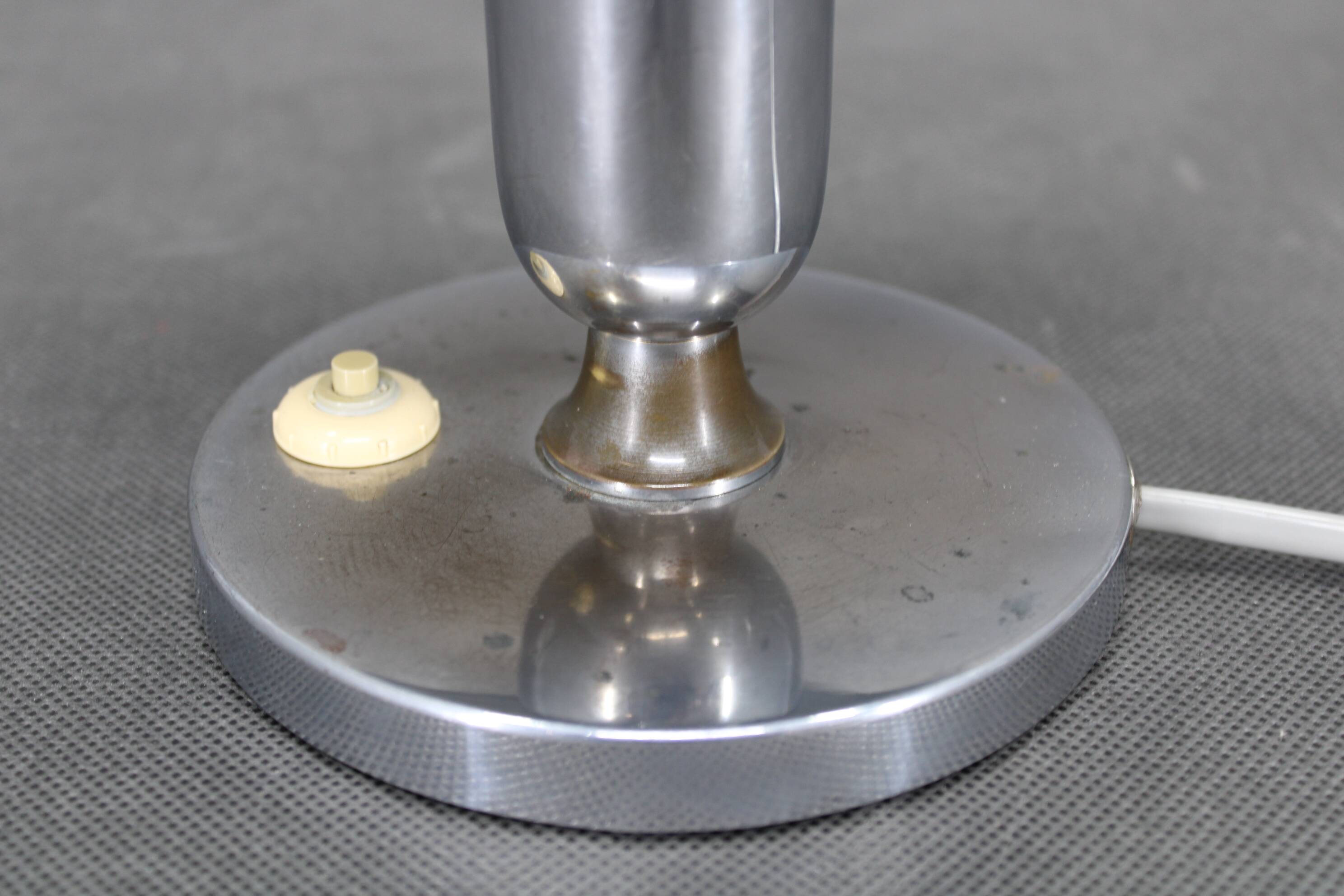 1930s Bauhaus Nickel Table Lamp, Czechoslovakia