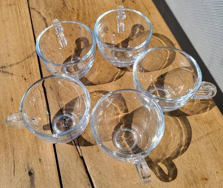 Quintet transparent glass coffee cups