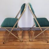 Lot of 2 velvet folding chairs