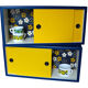 Wall shelves with sliding doors