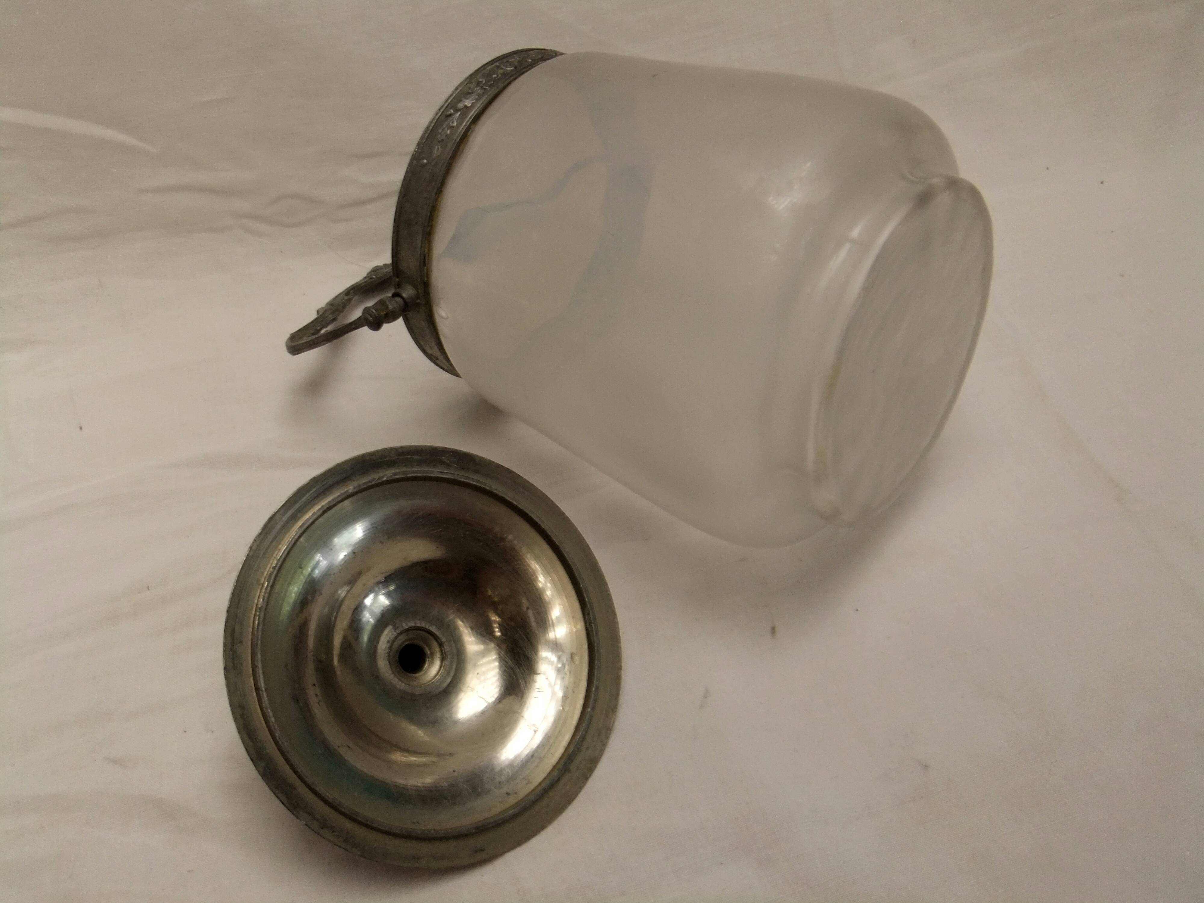 Old opaque blown glass cookie jar kitchen candy collection