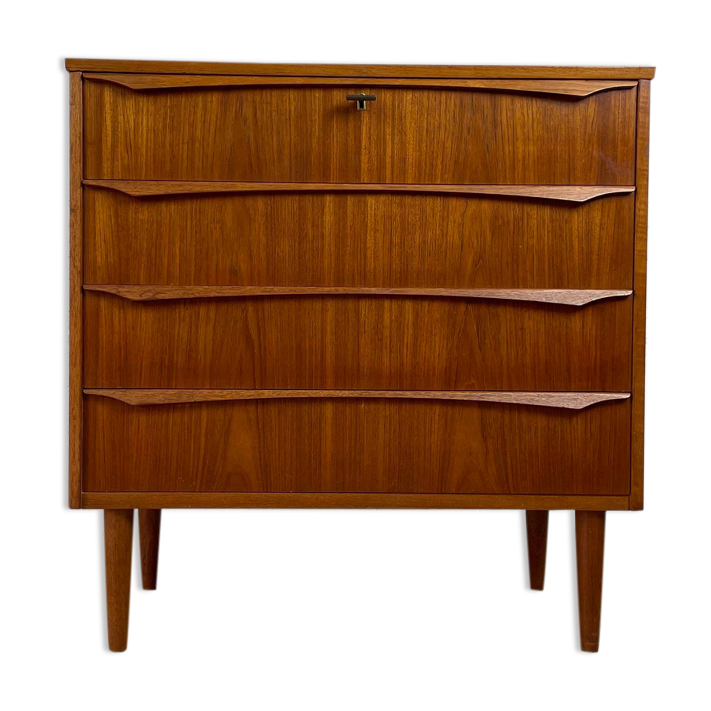 Scandinavian chest of drawers 4 vintage teak drawers, 60s