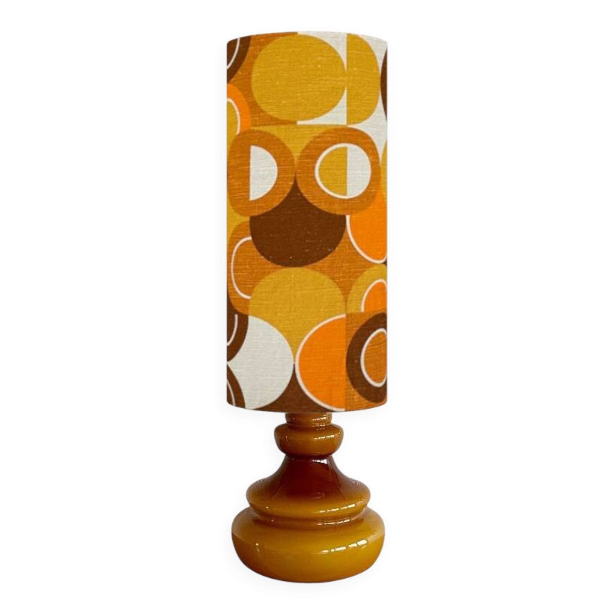 Manège brown opaline lamp H88 D28 - vintage fabric 1970