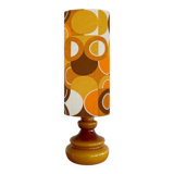 Lampe opaline marron Manège H88 D28 - tissu vintage 1970