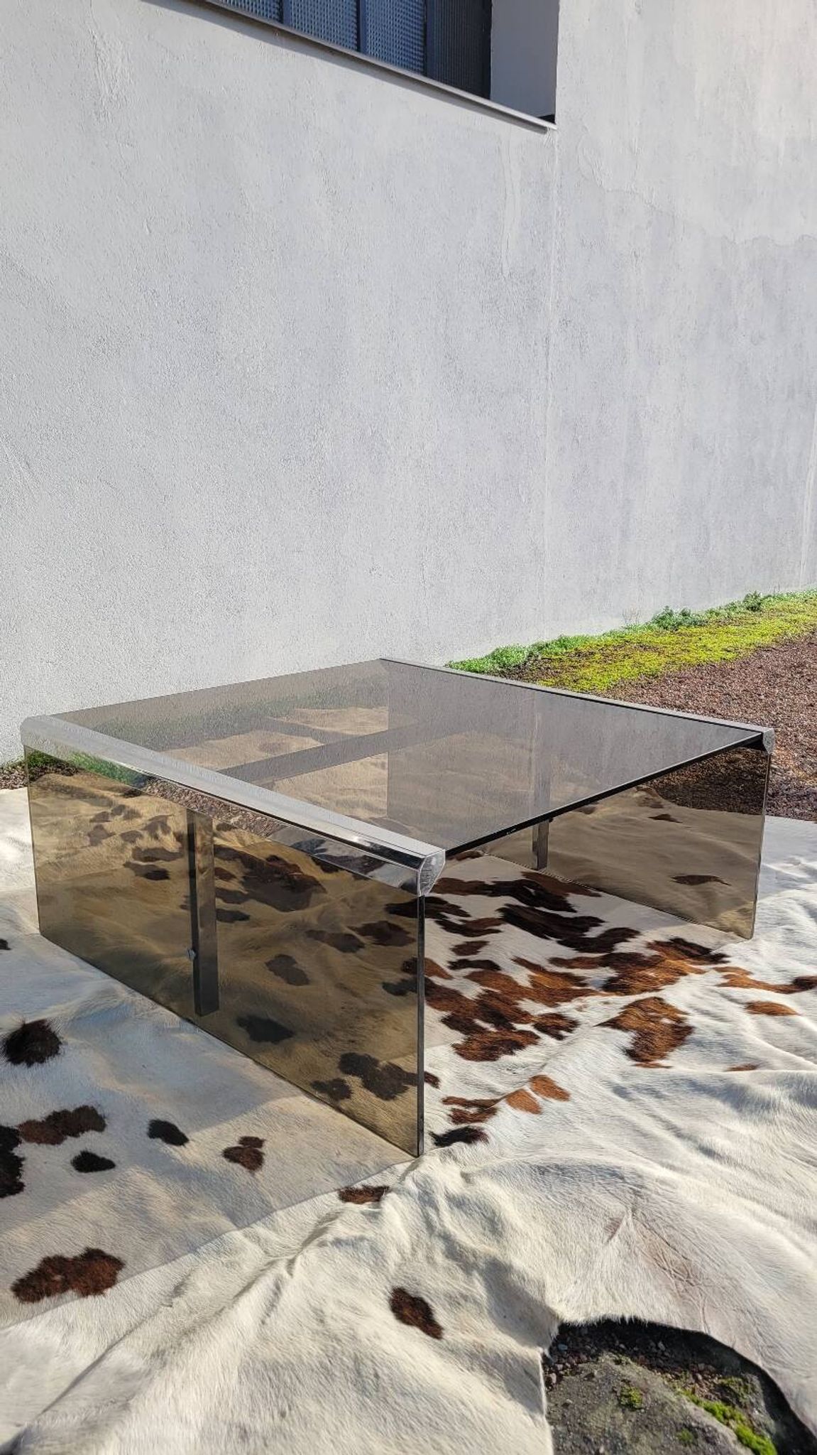 Smoked glass coffee table by Galloti and Radice Italy, 1970s