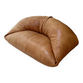 Two-seater leather pouf sofa by Raphaël Raffel for Honoré Paris