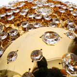 Gorgeous large 1970s Palwa brass ceiling or wall lamp with faceted crystal