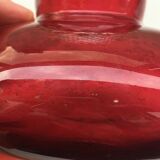 Red crystal collar vase with translucent collar
