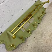 Portemanteau mural vintage vert olive avec miroir