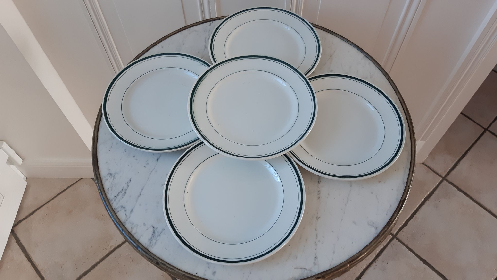 Set of 5 small flat plates Moulin des Loups years 50-60