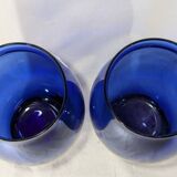 Paire vases - verre cristallin bleu