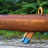 Gymnastic Leather Pommel Horse Bench with Wooden Handles, 1920s