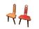 Pair of vintage French three-legged chairs with Breton style backrest, wooden seat 1960s