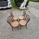 4 vintage Fischel bistro chairs in curved wood and cane