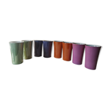 8 coloured cups in earthenware