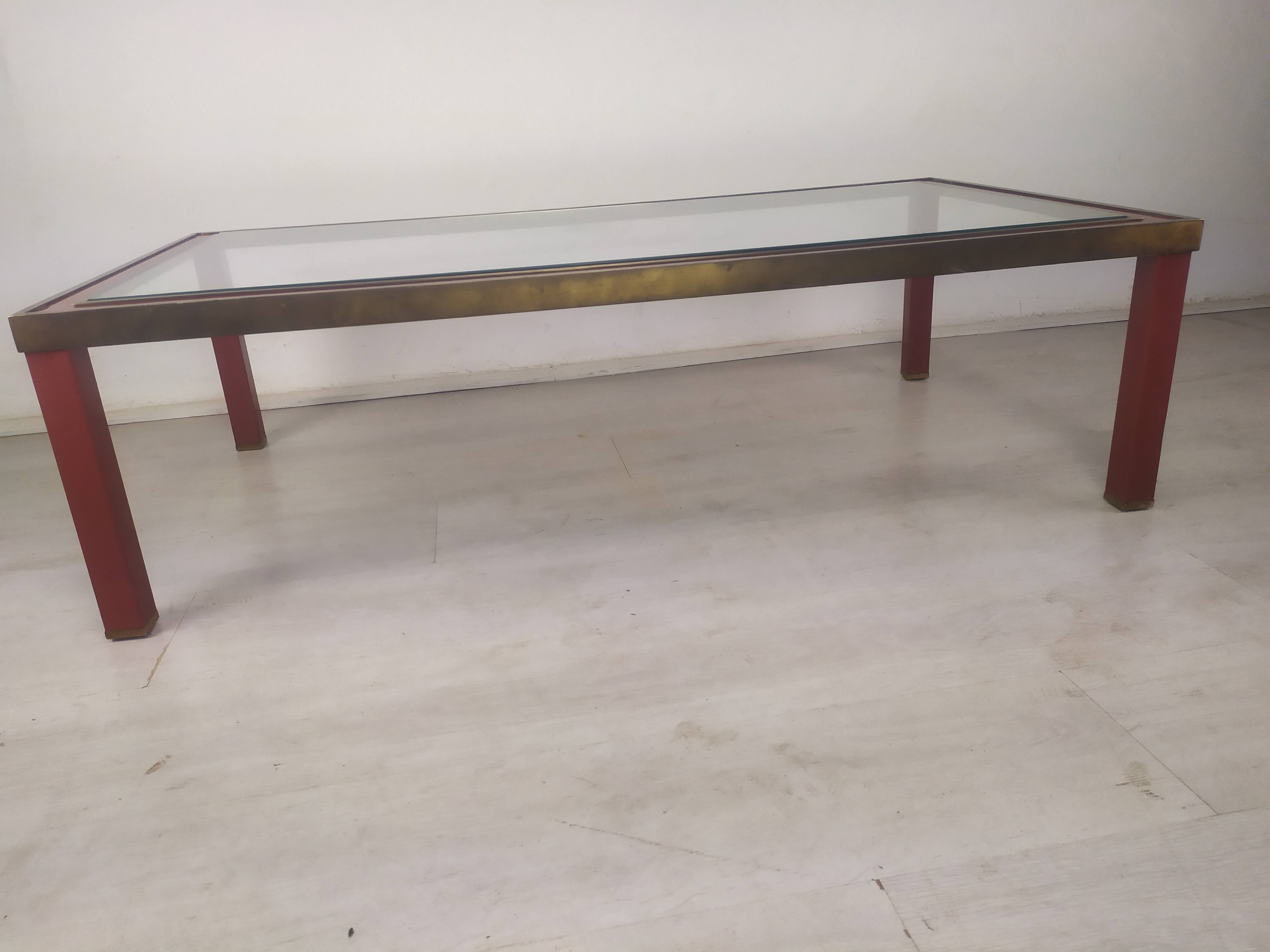 Glass brass coffee table