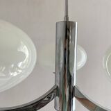 Space age glass and chrome chandelier, Italian design 1970