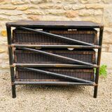 Chest of drawers made of rattan and bamboo